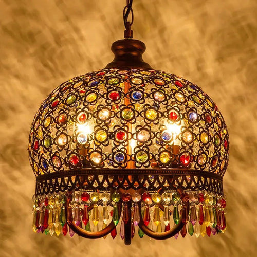 Vintage Turkish chandelier bohemian style stained glass romantic for café or restaurant - vue 4 sur 10