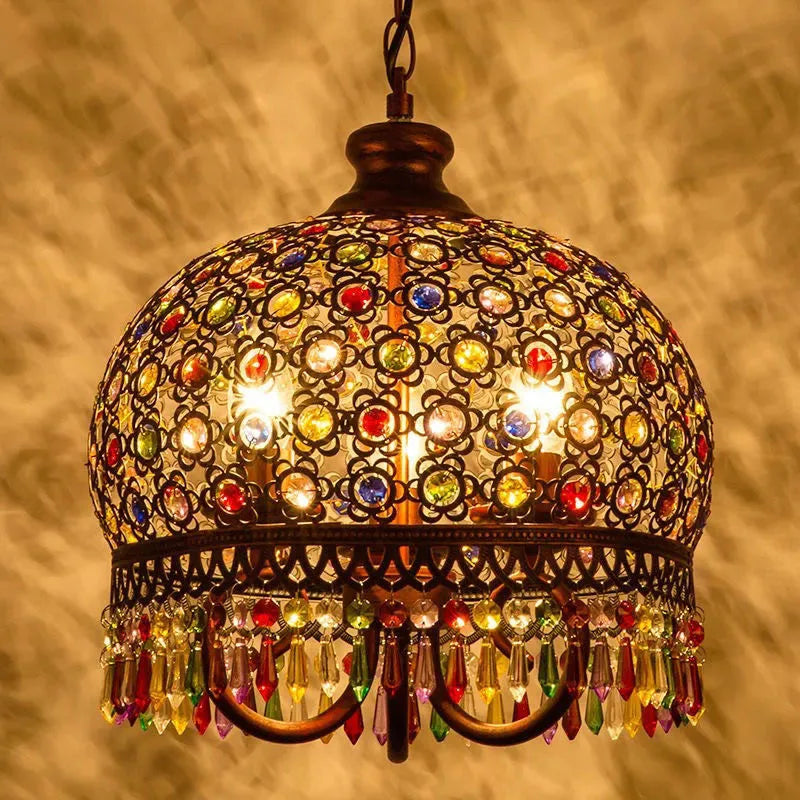 Vintage Turkish chandelier bohemian style stained glass romantic for café or restaurant - vue 3 sur 10