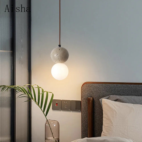 Retro nordic cave stone pendant light for restaurant - vue 4 sur 9