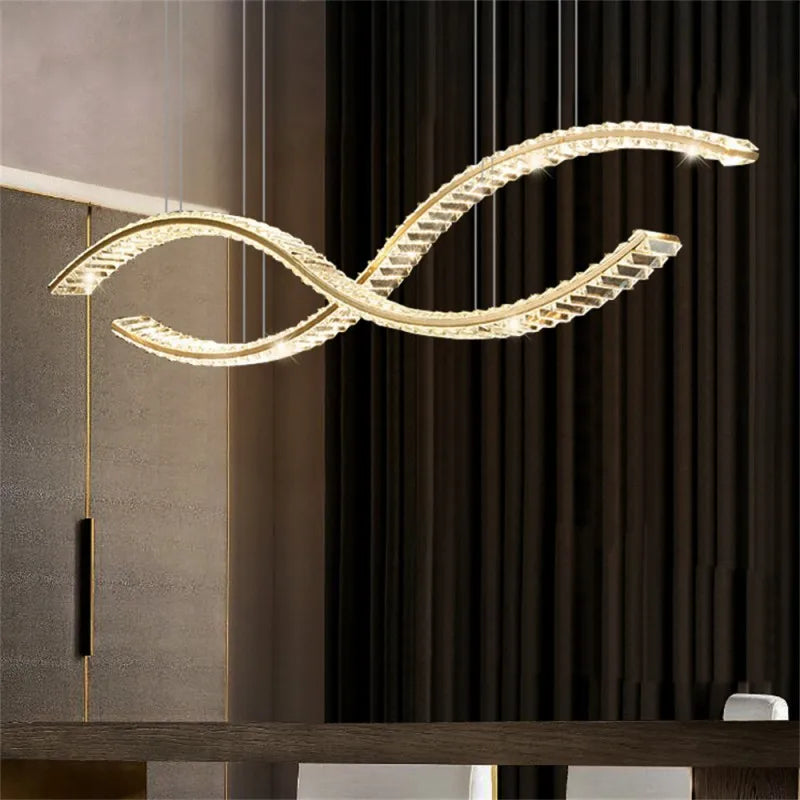 Modern minimalist crystal LED chandelier for home decor - vue 4 sur 18