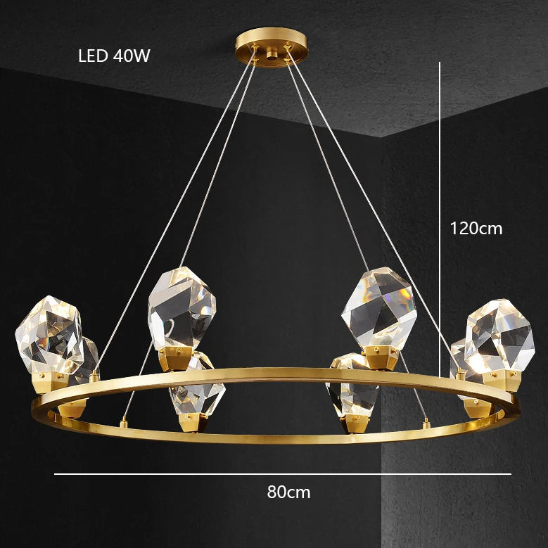Modern brass diamond crystal luxury LED chandelier