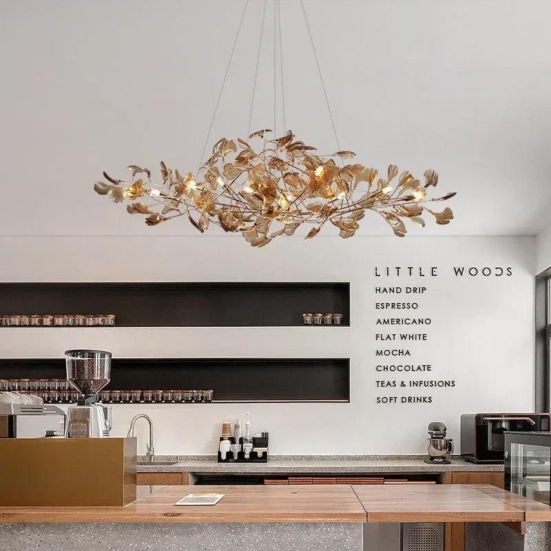 Artpad Nordic romantic chandelier with acrylic leaves for the home - vue 4 sur 21