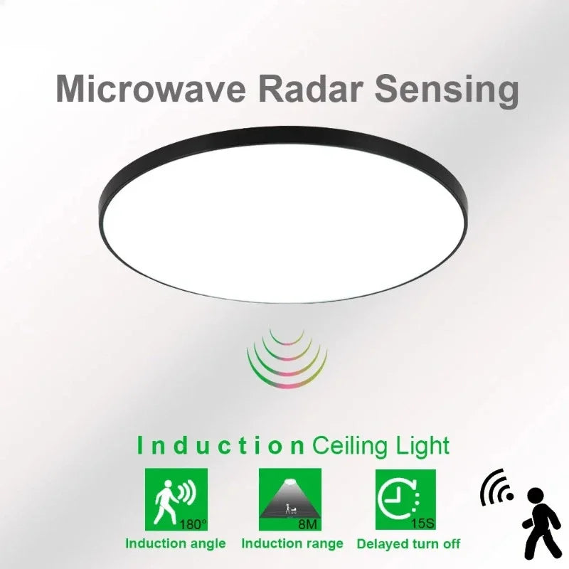 Ultra slim radar sensor LED ceiling light 27cm microwave induction