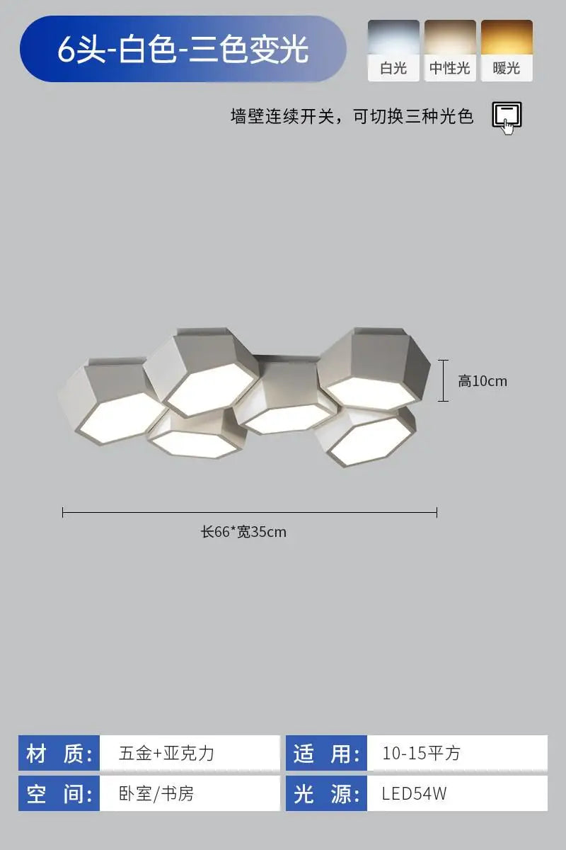 Modern ceiling light with LED for office and study - vue 12 sur 12