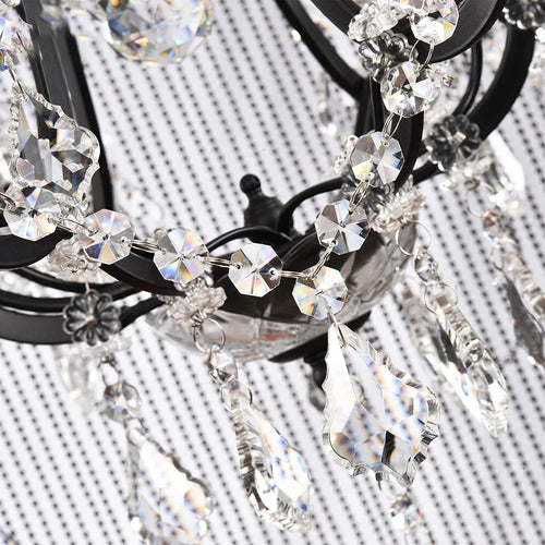Traditional LED chandelier with smoked crystals - vue 4 sur 5