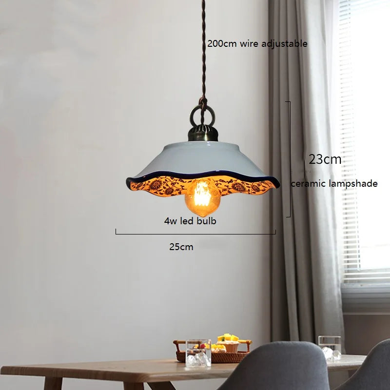 Modern ceramic LED pendant light for home interiors - vue 9 sur 29