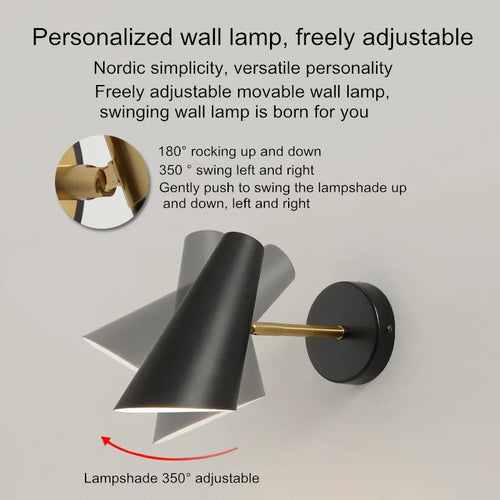 Modern Nordic bedside lamp with adjustable creative switch - vue 5 sur 8