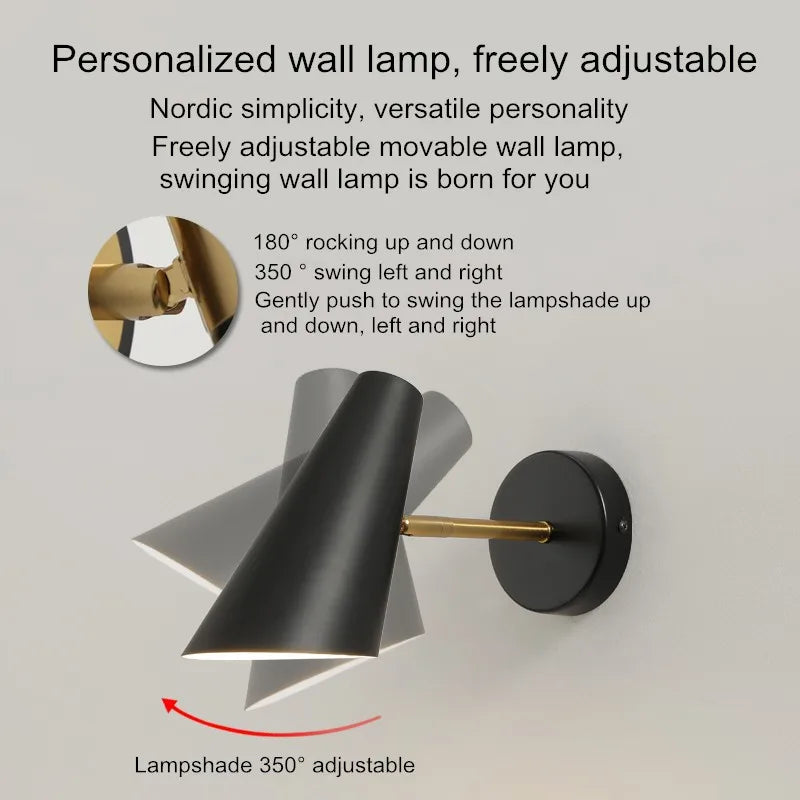 Modern Nordic bedside lamp with creative and movable switch - vue 4 sur 8