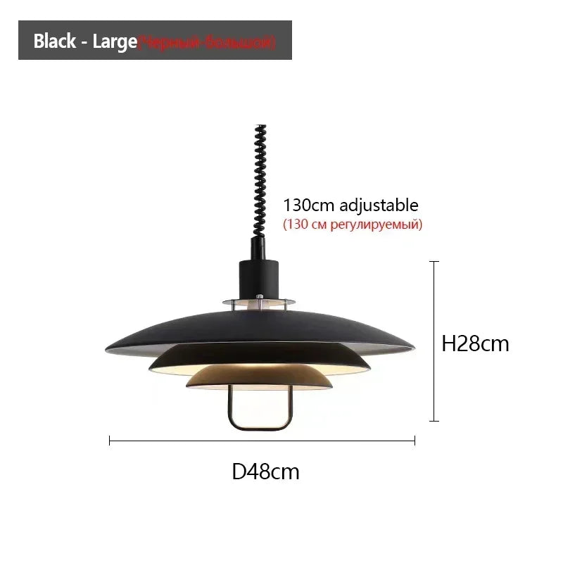 Modern adjustable pendant light with adjustable lifting and telescopic capabilities, dining room, living room, indoor decoration - vue 9 sur 12