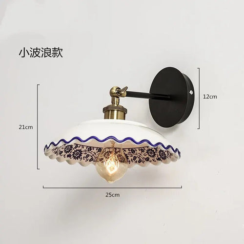 Modern blue and white porcelain wall light