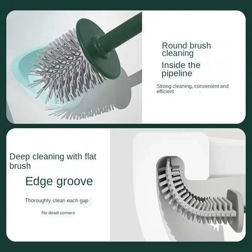 Multi-functional toilet brush with silicone holder, no-drill wall mount - vue 5 sur 6