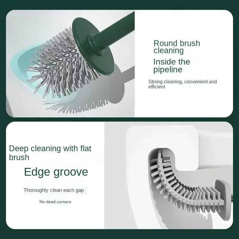 Multi-functional toilet brush with silicone holder, no-drill wall mount - vue 4 sur 6