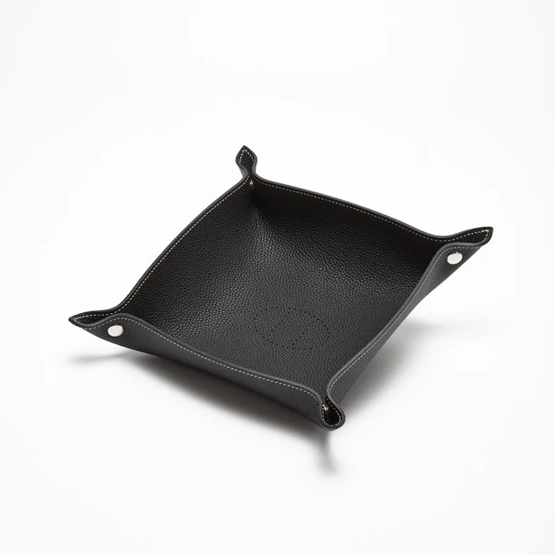 Foldable leather storage tray for various items - vue 10 sur 10