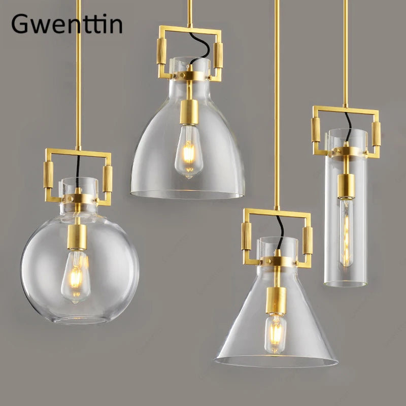 Modern metal and glass pendant light industrial style interior decor