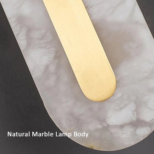 Luxury natural marble oval rectangular LED wall light - vue 7 sur 7