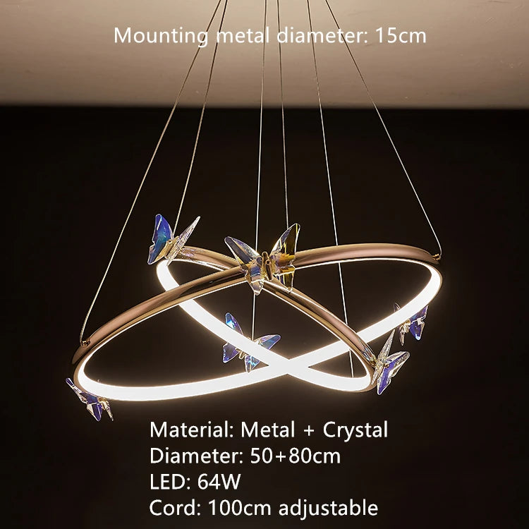 Modern crystal butterfly LED wall light with unique lighting