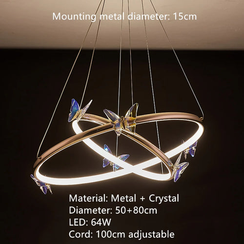 Crystal butterfly LED wall light surface mount - vue 19 sur 19