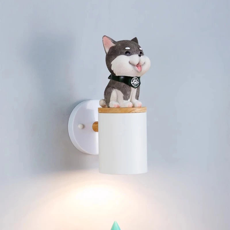 Cute cat wall light with big eyes for children - vue 3 sur 12