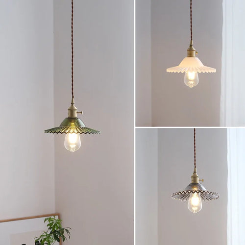 Nordic vintage glass and brass pendant light - vue 2 sur 10