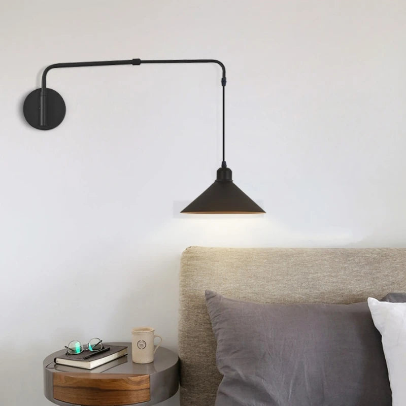 Industrial telescopic wall light minimalist design in black metal