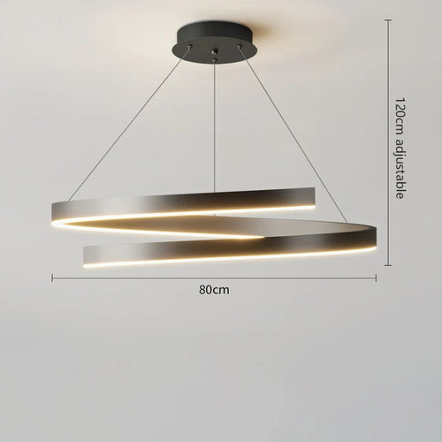 Modern single ring gold iron chandelier with indoor LED lighting - vue 15 sur 15