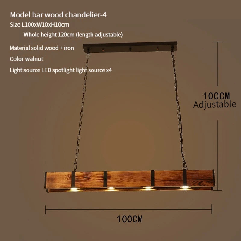 Vintage loft wood pendant light for retro LED decor