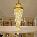 Luxury spiral LED crystal chandelier for high ceilings