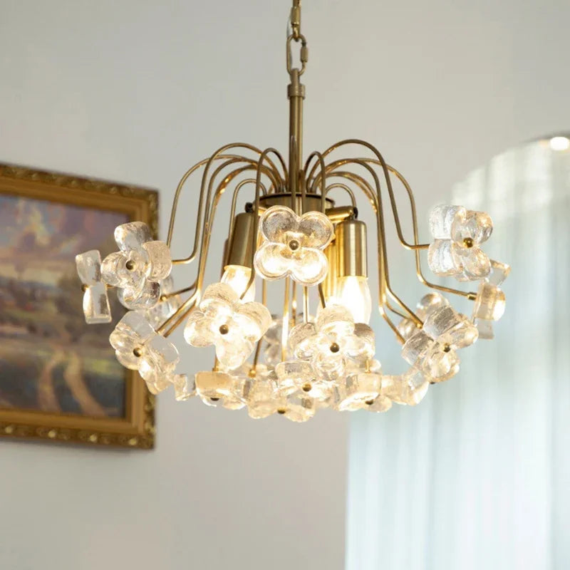 Retro iron and glass chandelier for interior decoration