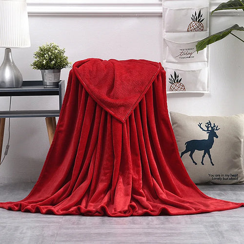Soft warm coral fleece flannel throw for sofa or bed - vue 9 sur 14