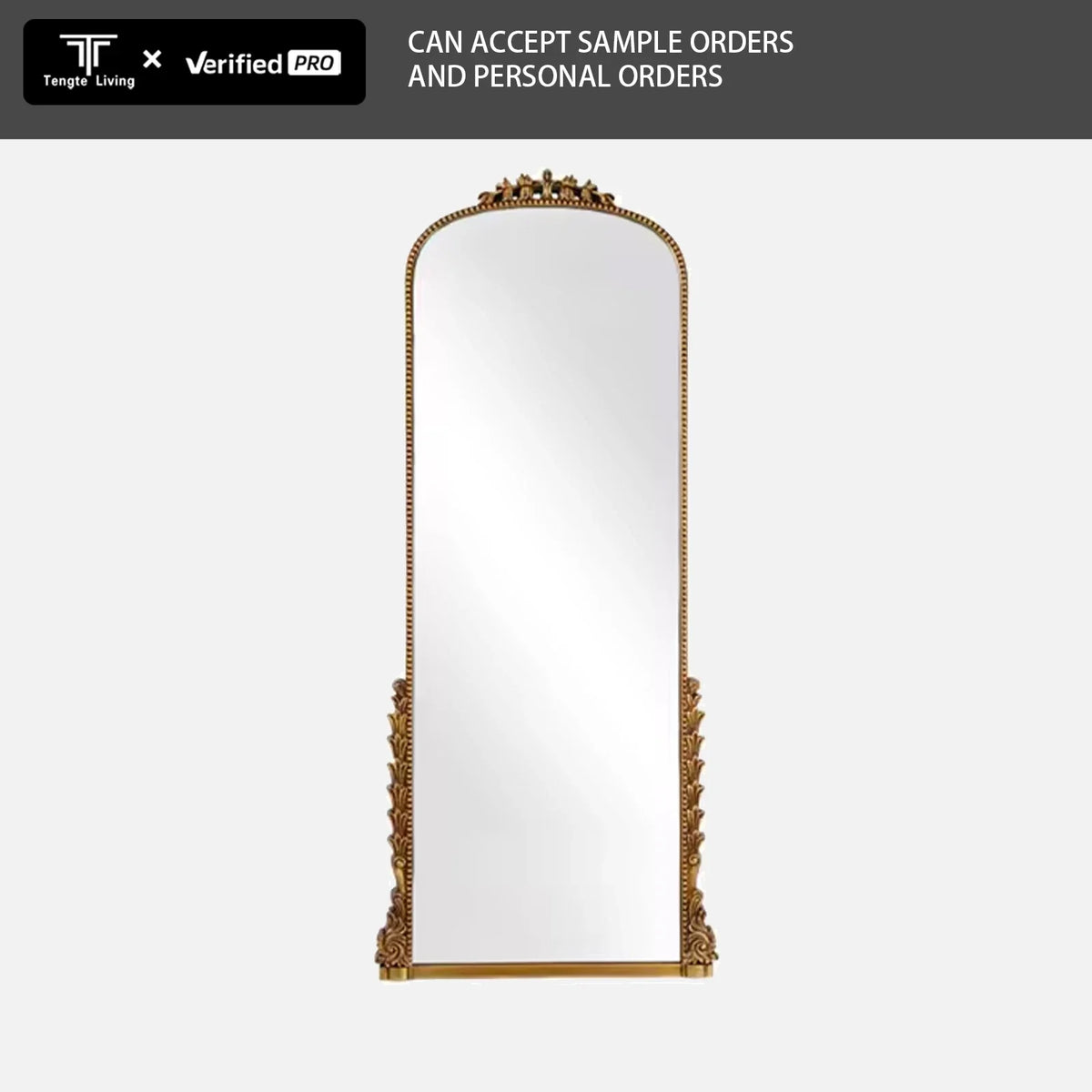 miroir mural doré en pu français design élégant pleine longueur - vue 3 sur 7