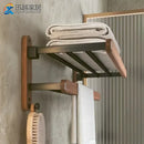 Wood and aluminium wall-mounted towel rack and shower accessories organiser