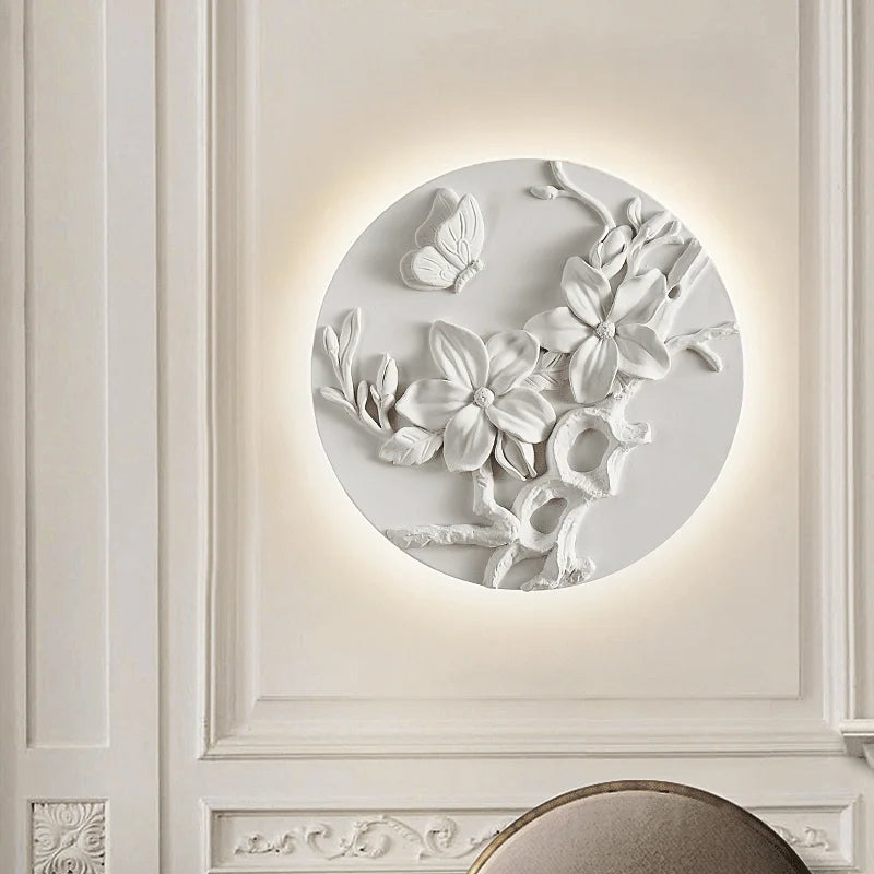 Retro circular white glass shade wall light - vue 5 sur 12
