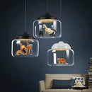Cartoon animal glass pendant light for interior decoration