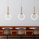 Gold ring LED pendant light