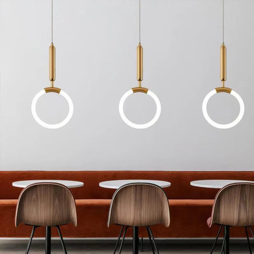 Gold ring LED pendant light - vue 3 sur 16
