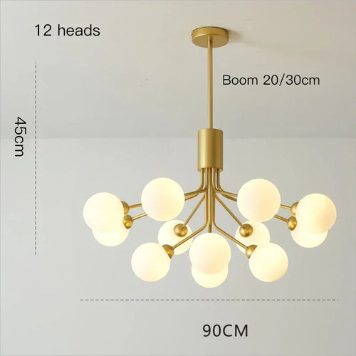 Modern glass bubble and flower decorative chandelier - vue 11 sur 12