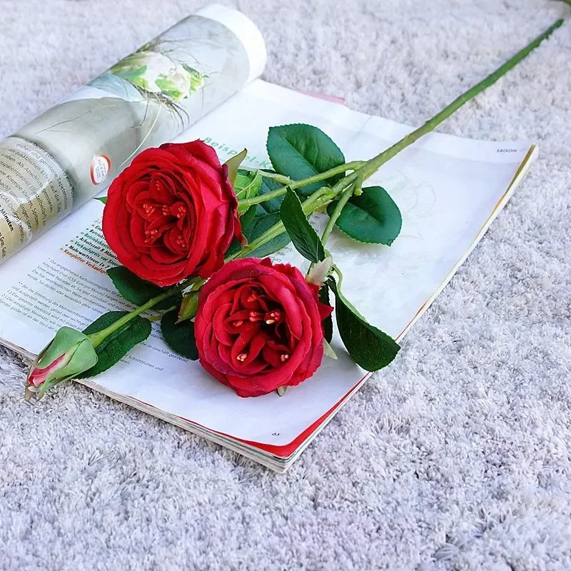 Decorative artificial white pink roses for all occasions - vue 6 sur 7
