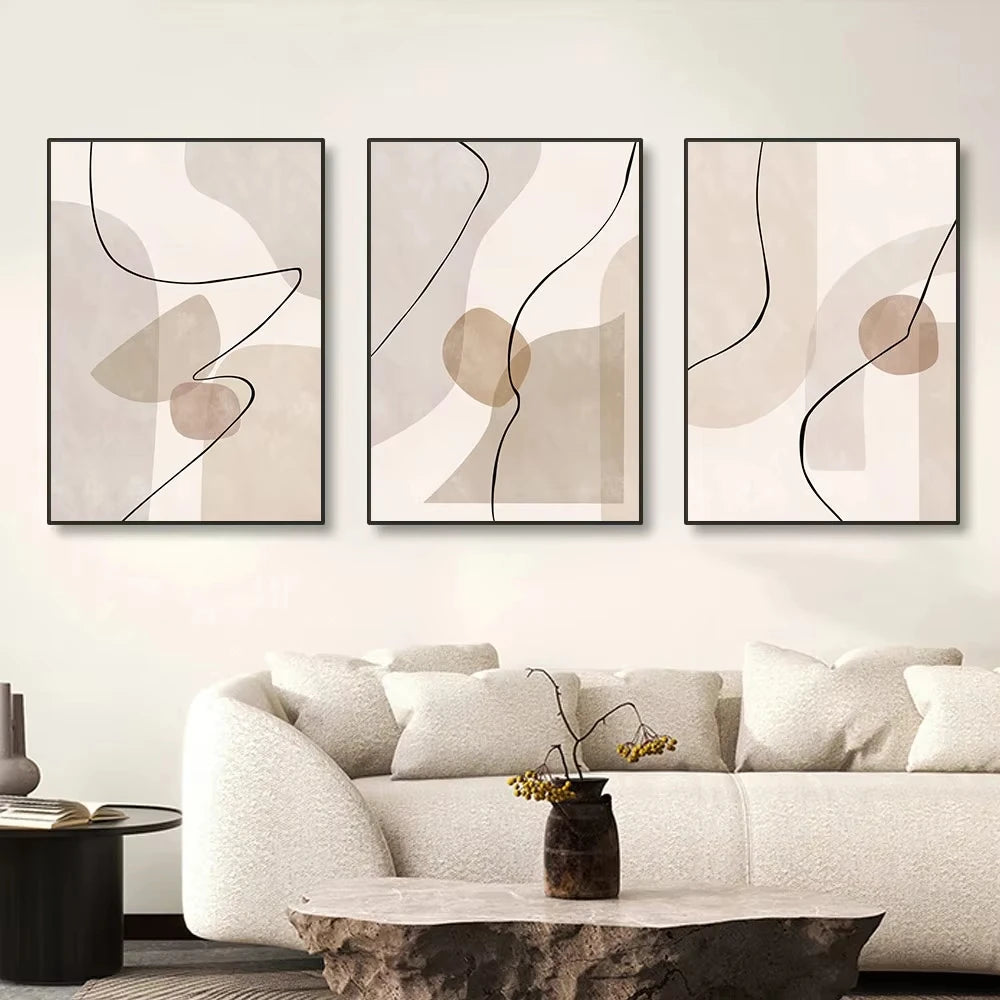 Modern geometric abstract wall art painting for home decor - vue 5 sur 9