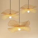 Handmade Chinese bamboo chandelier with suspended LED lighting