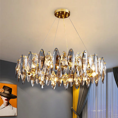 Vintage art deco crystal chandelier for indoor lighting - vue 2 sur 11