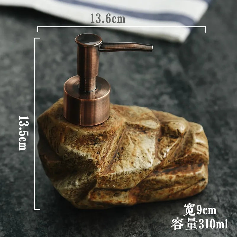 Realistic Ceramic Soap Dispenser - Stone-Like Hand Sanitizer Bottle with Pump, Luxury Shampoo and Shower Gel Refill Bottle - vue 8 sur 8