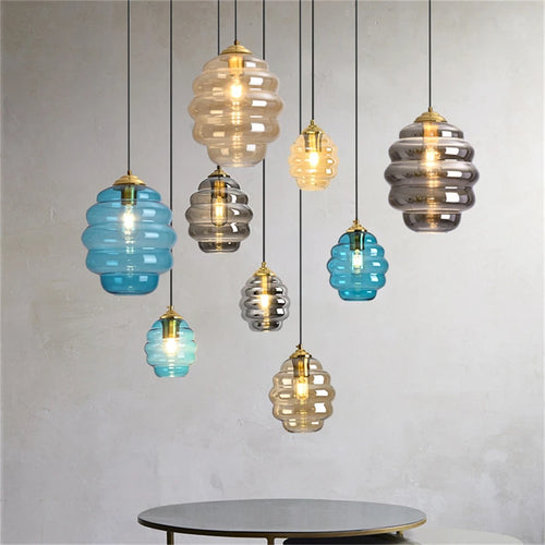 Modern nordic stained glass ball pendant light - vue 2 sur 15