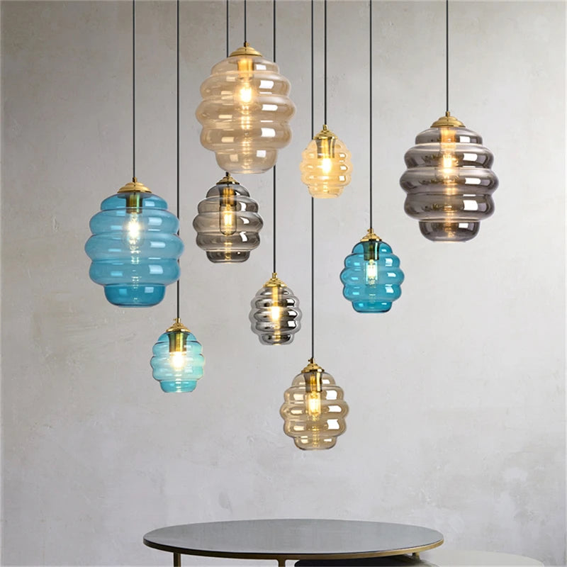 Modern nordic stained glass ball pendant light