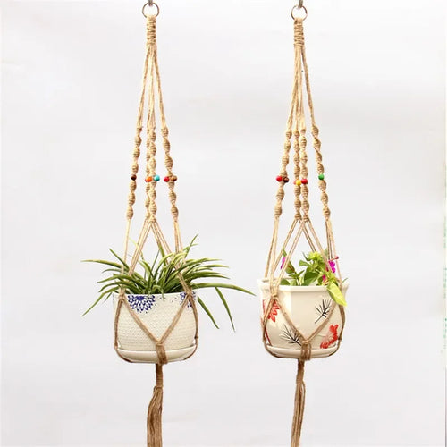 hemp rope hanging basket for decorative plants - vue 4 sur 16