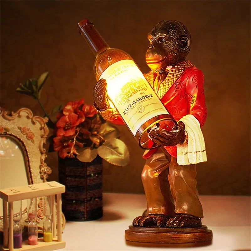 Retro resin monkey lamp for vintage and loft decor