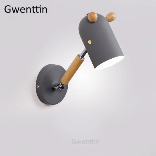 Nordic wooden and iron wall light for children - vue 10 sur 9