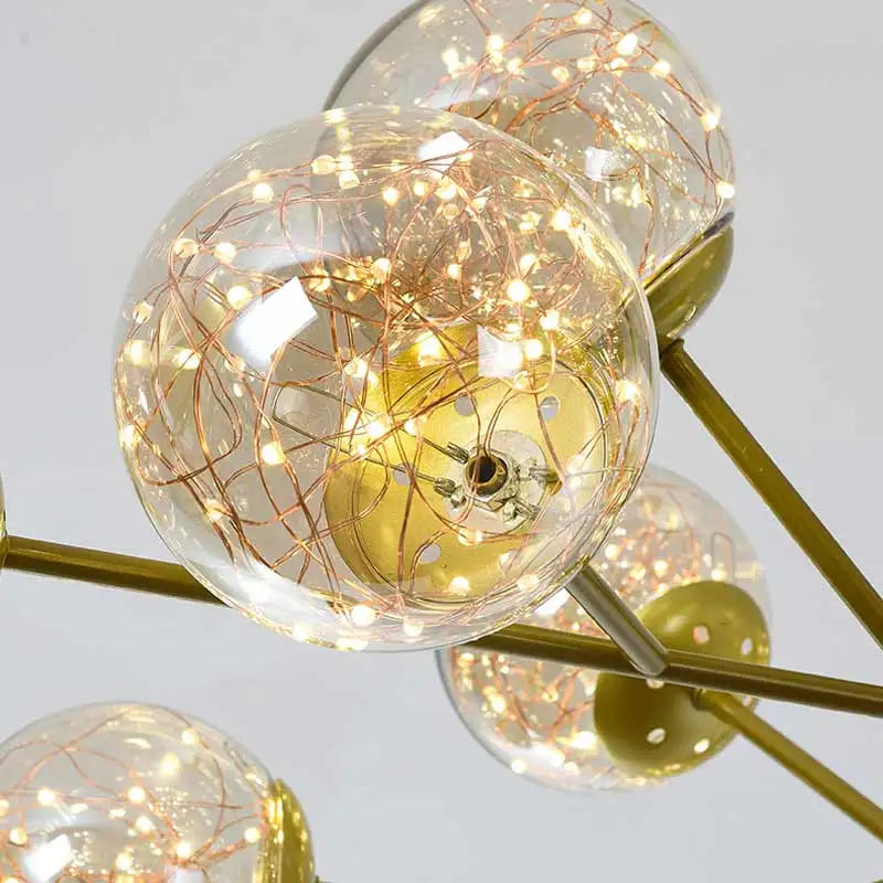 Modern star chandelier with decorative glass lampshade - vue 5 sur 24