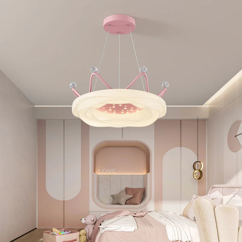 Romantic crown chandelier for little girl's bedroom