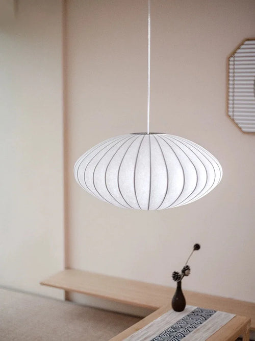 Modern silk pendant light wabi sabi style for interior decor - vue 2 sur 10