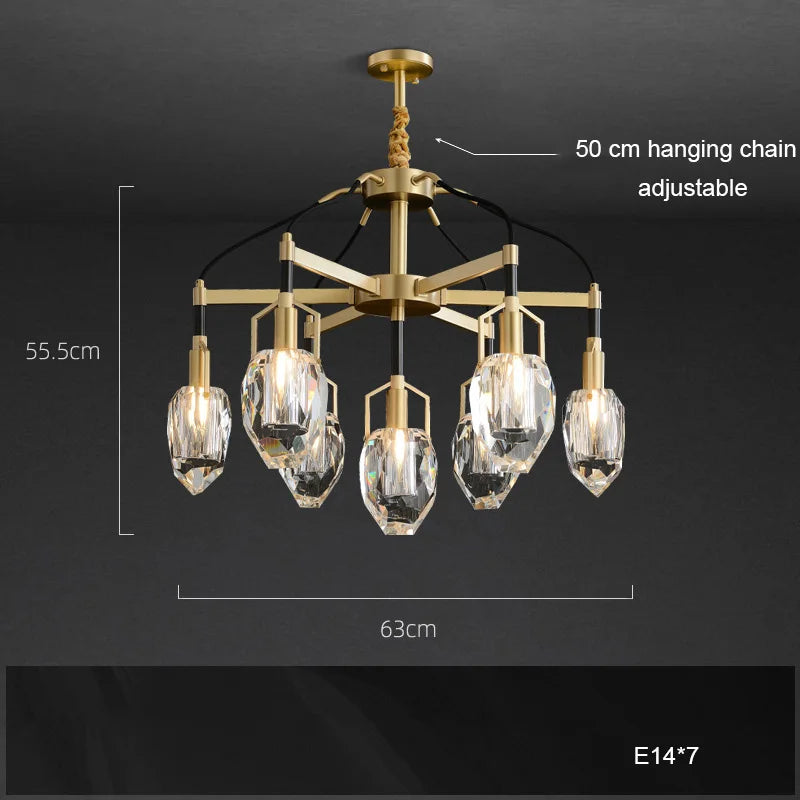 Modern crystal chandelier with designer lampshade